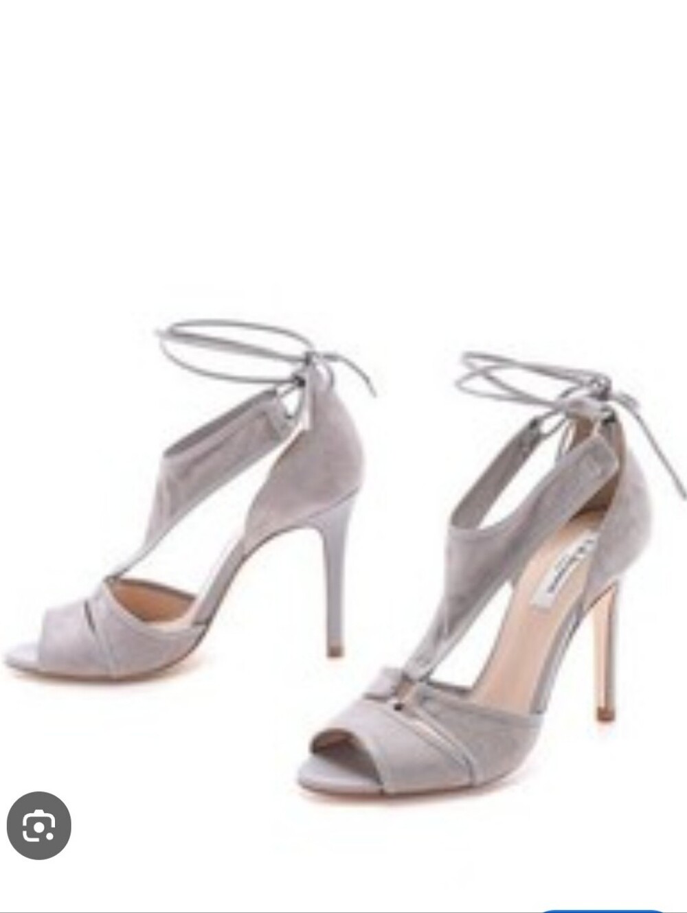 L.K. BENNETT | Giselle Gray Suede Tie-Up Heels open-toe Sz 37